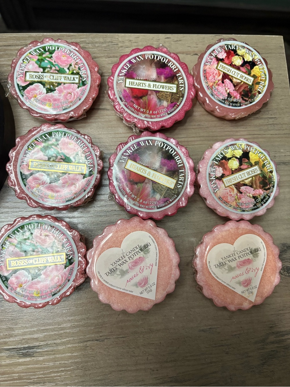 Lot of 9 Vintage Yankee Candle Wax Potpourri Tarts Melts Retired RARE HTF Roses